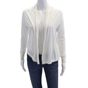Label + Thread Womens Cotton Thin Knit Open Front Cardigan Sweater White Size XS